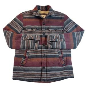 Y2K American Eagle Sherpa Lined Flannel‎ Shacket Striped Southwestern Men's M